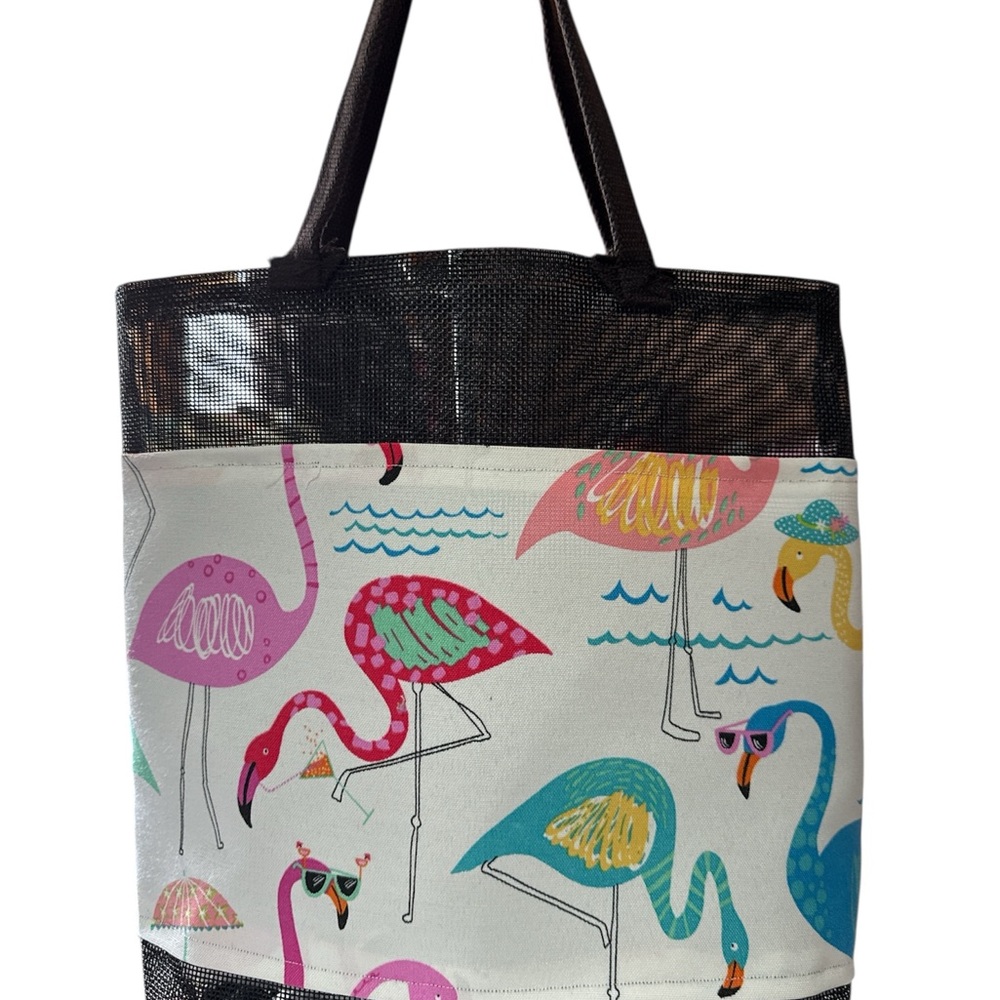 Colorful Flamingo Canvas Tote Bag - Vibrant Multi